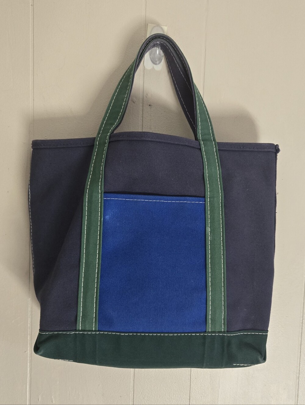 Vintage L.L. Bean Boat And Tote Canvas Bag Tri-Color Navy Blue Green Colorway